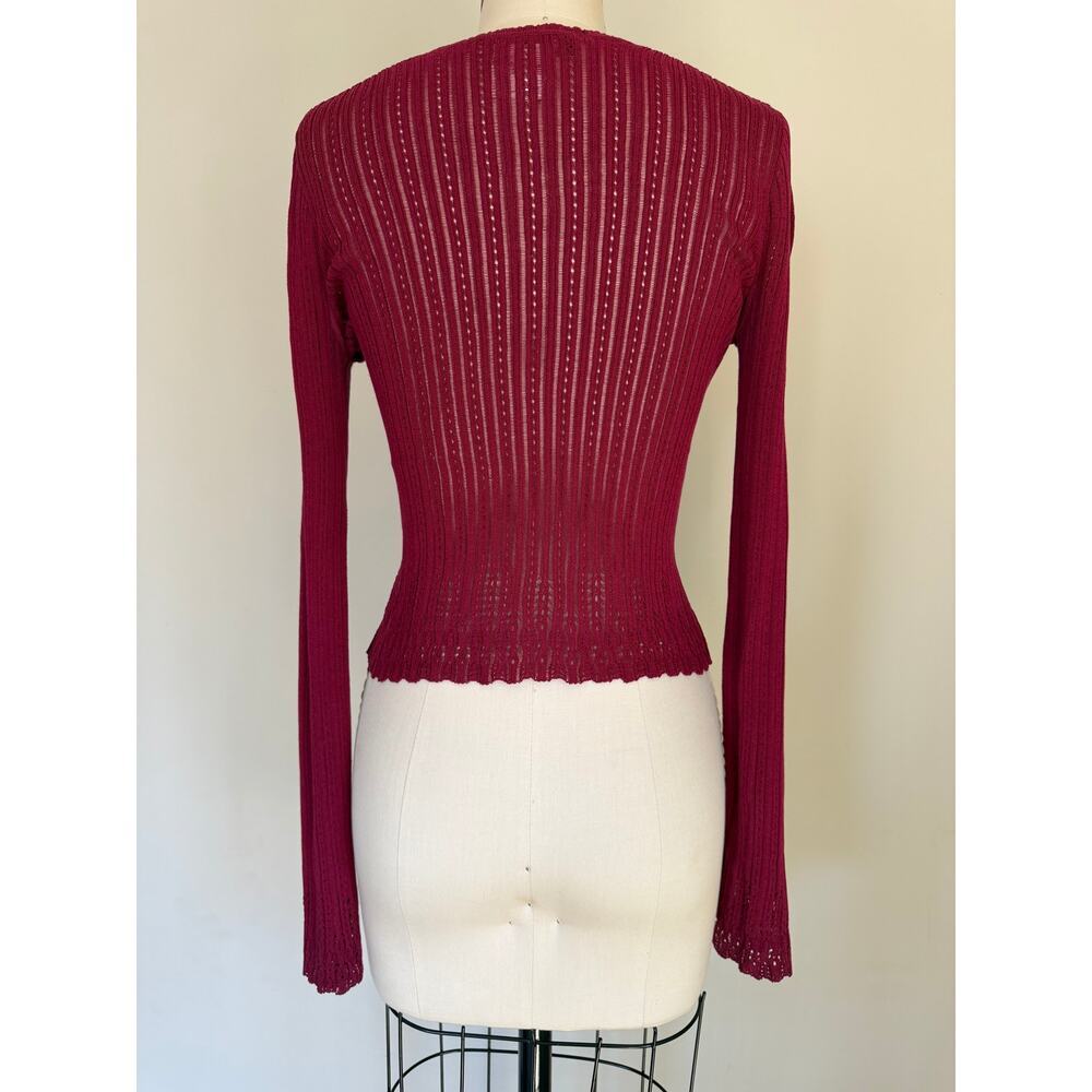 Archival John Galliano Era Christian Dior Burgundy V-Neck Sweater - Picture 3 of 5